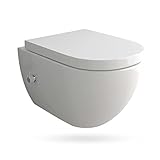 Alpenberger Hänge WC Set & Bidet Funktion | Keramik Toilette Spülrandlos mit Armatur |...