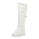 SRZYMJ Sommer Stiefeletten Damen Kein Absatz Kniehohe Stiefel Hohe Absätze...