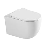 Hänge WC Spülrandlos WC Set aus Keramik-Hängetoilette mit Softclose WC-Sitz-Wand WC mit...