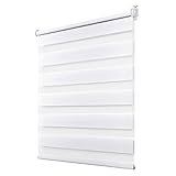 Doppelrollo für Fenster ohne Bohren Duo Rollo klemmfix 105 x 130 cm(BxH) Weiß,...