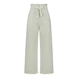 High Waist Bequem Luftig Leinen Freizeit Hose,Elegant Stoff Casual Weitem Bein Hose...