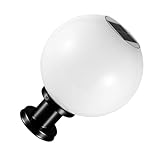 BAZEITFLOW Solar Pfostenleuchte LED Wasserdichte Kugelleuchte für Außenbereich Sockel...