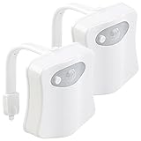 Lunartec WC Nachtlicht: 2er Pack LED-Toilettenlicht mit Licht- und Bewegungssensor (WC...