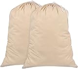 Wäschesack 2er-Set - 71 x 91 cm, 100% Baumwolle, strapazierfähiger Wäschesammlersack...