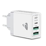 Aioneus USB C Ladegerät, 4 Ports Mehrfach Ladegerät mit USB-C und USB-A, 40W...