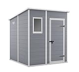 Keter Manor Pent 6x6 Gartenhaus, Außenmaße: 183cm x 185cm x 200cm, Innenmaße: 168cm x...