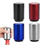 4 Stück Automatischer Flaschenöffner, Edelstahl Magnetischer Kapselheber, ABS Push Down...