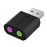 SABRENT USB Externe Soundkarte, USB auf Klinke 3,5mm, Kopfhörer auf Klinke, Audio zu USB...