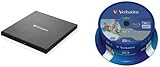 Verbatim Externer Slimline Bluray Writer mit USB-C Anschluss, externer DVD und Bluray...