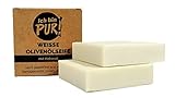 IchbinPUR - Weiße Olivenölseife, 1x Doppelpack (2x90g), Naturseife für Haut, Haar und...