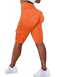 Flamingals Butt Lifting Biker Shorts für Frauen Hohe Taille mit Klappentasche Workout...