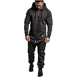 WHB Herren lässiger Jumpsuit Einteiler Overall Jogging Casual Sportanzug Hoodie Jogger...