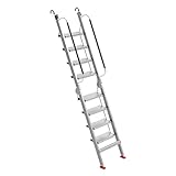 Aluminium-Bodentreppe Dachbodentreppe mit Handlauf, Leichtbau-Ausziehleiter mit...