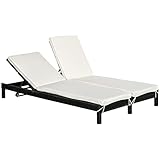 Outsunny Polyrattan Doppelliege Sonnenliege Gartenliege für 2 Personen Relaxliege Luxus...