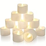 Homemory 12 led teelichter mit Timer, elektrische flackernde batteriebetriebene Kerzen, 6...