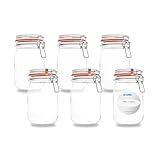 Flaschenbauer - 6-teiliges Set Drahtbügel-Vorratsgläser 1140ml, geeignet als Einmach-...