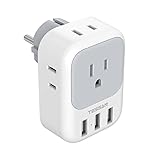 Adapter USA Deutschland Stecker, TESSAN US to EU Adapter US auf EU Reiseadapter mit 3 USB,...