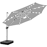 RANSENERS Sonnenschirm Ø 350cm mit Schirmständer, Luxus Ampelschirm mit Solar-LED,...