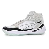 PUMA Herren Playmaker Pro Mid Basketballschuh, Weiß Schwarz, 43 EU