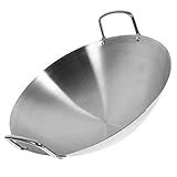 HOMSFOU Edelstahl-Wok Outdoor-Wok-Schmorpfanne Mit Deckel Koreanisches Kochgeschirr Wok...