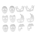 Garneck 12 Stück Diy Pulp Maske Blanko Handbemalbare Gesichtsmaske für Tanzbälle...
