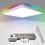 LED Dimmbare Deckenleuchte mit Fernbedienung, 24W RGB Farbwechsel Deckenlampe mit...