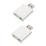 UKCOCO 2 Stück Externe USB-Soundkarte 3D-Sound USB-Stereo-Sound-Splitter...