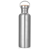 Trinkflasche Edelstahl 1L, Nicht Isolierte Einwandige Edelstahl Trinkflasche, BPA-Frei...