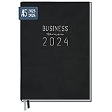 Chäff Business-Timer 2023/2024 A5 [Schwarz] 1 Woche 2 Seiten | Terminplaner,...