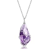 KISSPAT Amethyst Kette, Echt Natürlich Kristall Stein Anhänger Heilstein Schmuck, 30''...