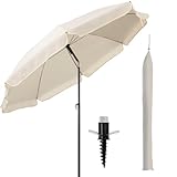 Menz Sonnenschirm Strand Ø 180 cm, 3er Set - Strandschirm windfest stabil, UPF50+...