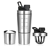 JUNUNDJING Protein Shaker Edelstahl 700+200 ML Protein Eiweiß Shaker Becher mit...