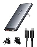 Baseus 65W USB C Ladegerät Slim 16mm 2-Port USB C Netzteil GaN Reiseadapter Weltweites...