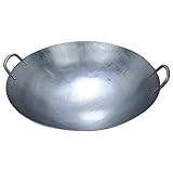 OQHAIR Wok, handgefertigter Eisen-Wok, klassischer Antihaft-Wok, Doppelohr-Gusseisentopf...