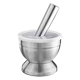 Westmark Mörser mit Deckel, Durchmesser: 10 cm, Gewicht: 0,8 kg, Mit Stößel, Rostfreier...