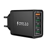 USB Ladegerät, 33W QC 3.0 USB Netzteil High-Speed ladeadapter, 4 Port Schnellladegerät...