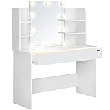 Casaria Schminktisch Lucia mit LED Beleuchtung 140x40 cm Spiegel Schublade 3 Fächer...