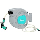 Outsunny Schlauchtrommel mit Gartenschlauch 20m, 180° schwenkbar Schlauchbox,...