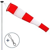 FLAGLY Premium Windsack für Draußen, Windrichtungsanzeiger in Rot-Weiß 150x30x15cm...