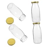 Alipis 4 Stück Glasflaschen Milchflaschen mit Deckel Juicing Flaschen Reinigungsbürste...
