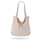 KALIDI cord Tasche Damen Umhängetasche mit Reißverschluss,Groß Shopper Tasche Tote Bag...