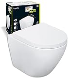 'aquaSu® Spülrandloses Wand-WC oCura mit WC-Sitz | Raumspar-WC: 45 cm Ausladung |...