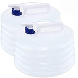 Tebery 2 Stück 10L Faltkanister Faltbarer Wasserkanister mit Zapfhahn, rund,...