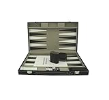 PrimoGames Koffer Backgammon Attaché Kunstleder - Edles Kofferspiel mit Filz Bezug und...