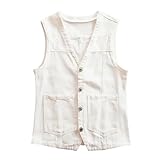 ORDOBO Jeansweste Für Damen - Kurze Damen-Jacke, Einfarbig, V-Ausschnitt, Ärmellos,...