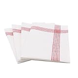 Zollner 4er-Set Geschirrtücher, 100% Leinen, 50x70 cm, weiß-rot