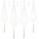 Makramee Blumenampel 4er Set,Boho Deko Baumwollseil Hängeampel Blumentopf Pflanzen Halter...
