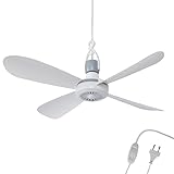 Bestlivings Mobiler Deckenventilator Weiß (5m XXL Kabel) mit Stecker und Schalter,...