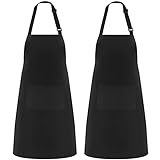 Riqiaqia 2er-Pack Küchenschürzen für Männer Damen, Kochschürze mit 2 Taschen zum...