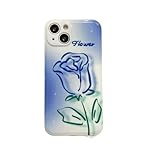 Dongyingkj Blue Rose Flower Phone Cases Compatible with iPhone 6-13 Pro Max Soft Slim TPU...